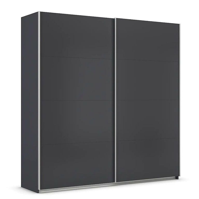 Quadra Sliding Wardrobe - 226cm - 2 Door - Metallic Dark Grey