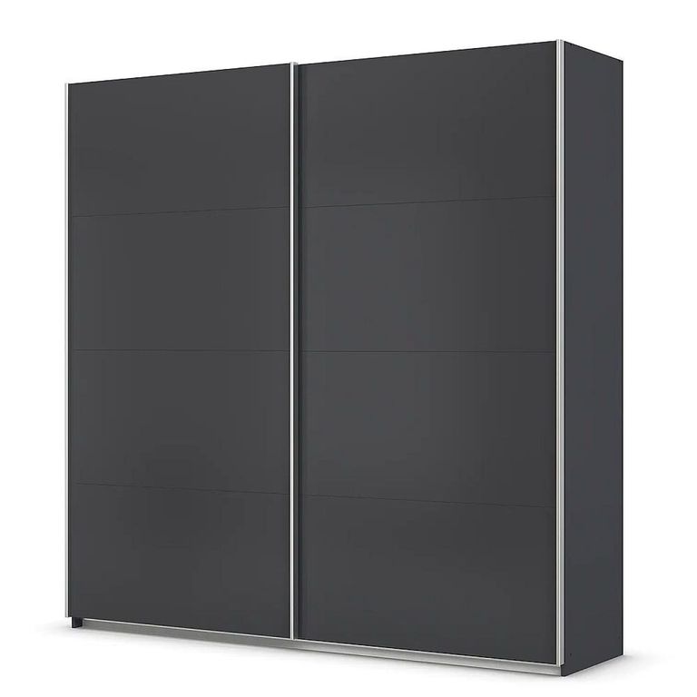 Quadra Sliding Wardrobe - 226cm - 2 Door - Metallic Dark Grey