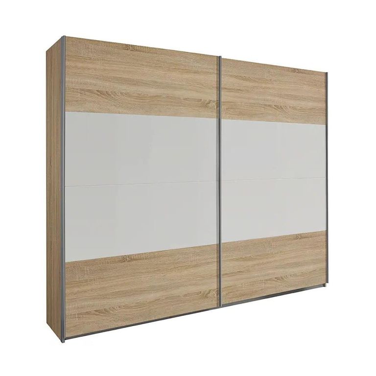 Quadra Sliding Wardrobe - 226cm - 2 Door - Sonoma Oak & Alpine White