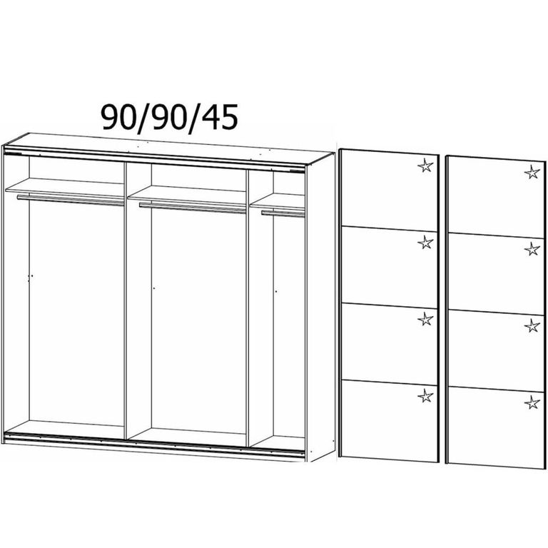 Quadra Sliding Wardrobe - 226cm - 2 Door - with Extras - Alpine White & High Gloss White