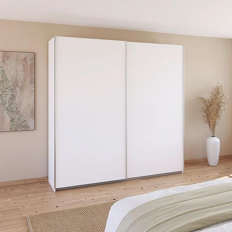 Quadra Sliding Wardrobe - 226cm - 2 Door - with Extras - Alpine White