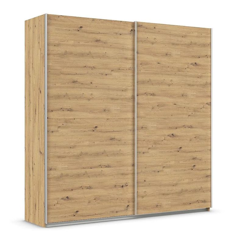 Quadra Sliding Wardrobe - 226cm - 2 Door - with Extras - Artisan Oak