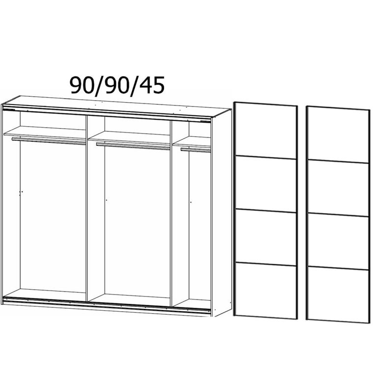 Quadra Sliding Wardrobe - 226cm - 2 Door - with Extras - Silk Grey