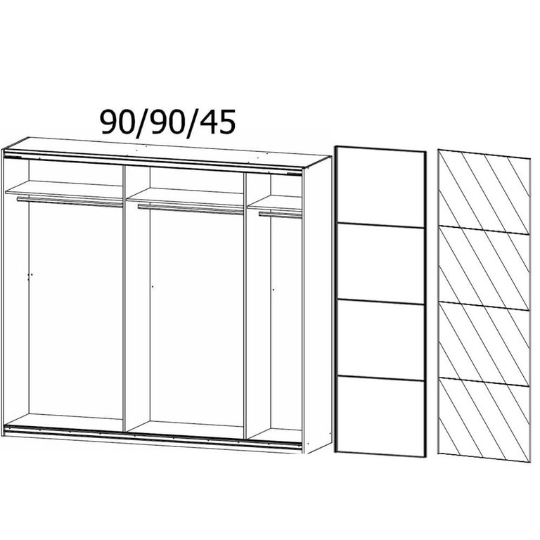 Quadra Sliding Wardrobe - 226cm - 2 Door - with Extras - Sonoma Oak & Basalt Glass