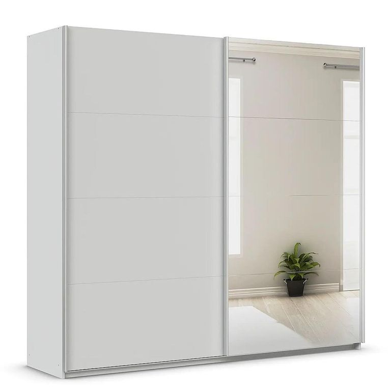 Rauch Quadra 226cm 2 Door Sliding Wardrobe with Mirror - Silk Grey