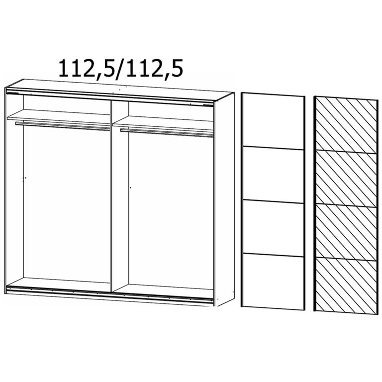 Rauch Quadra 226cm 2 Door Sliding Wardrobe with Mirror - Silk Grey