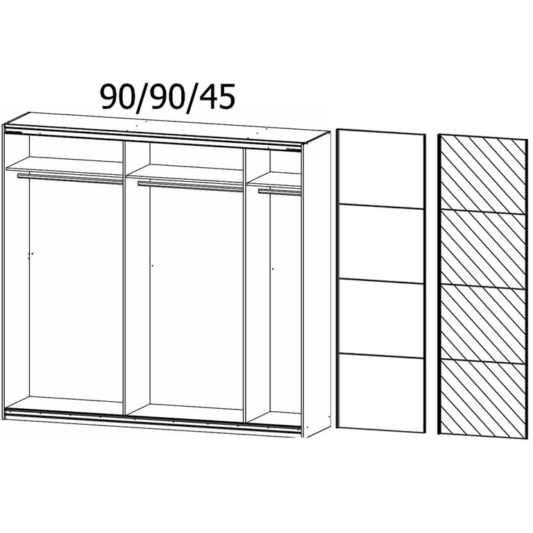 Rauch Quadra 226cm 2 Door Sliding Wardrobe with Mirror and Extras - Metallic Dark Grey