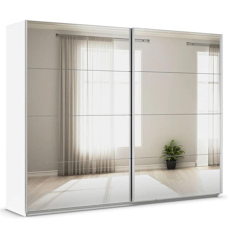 Rauch Quadra 271cm 2 Door Sliding Mirrored Wardrobe - Alpine White