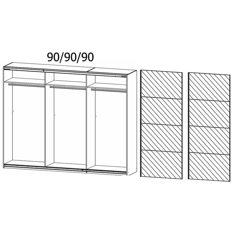 Rauch Quadra 271cm 2 Door Sliding Mirrored Wardrobe - Alpine White