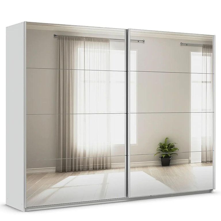 Rauch Quadra 271cm 2 Door Sliding Mirrored Wardrobe - Silk Grey