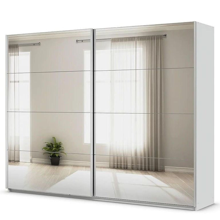 Rauch Quadra 271cm 2 Door Sliding Mirrored Wardrobe - Silk Grey