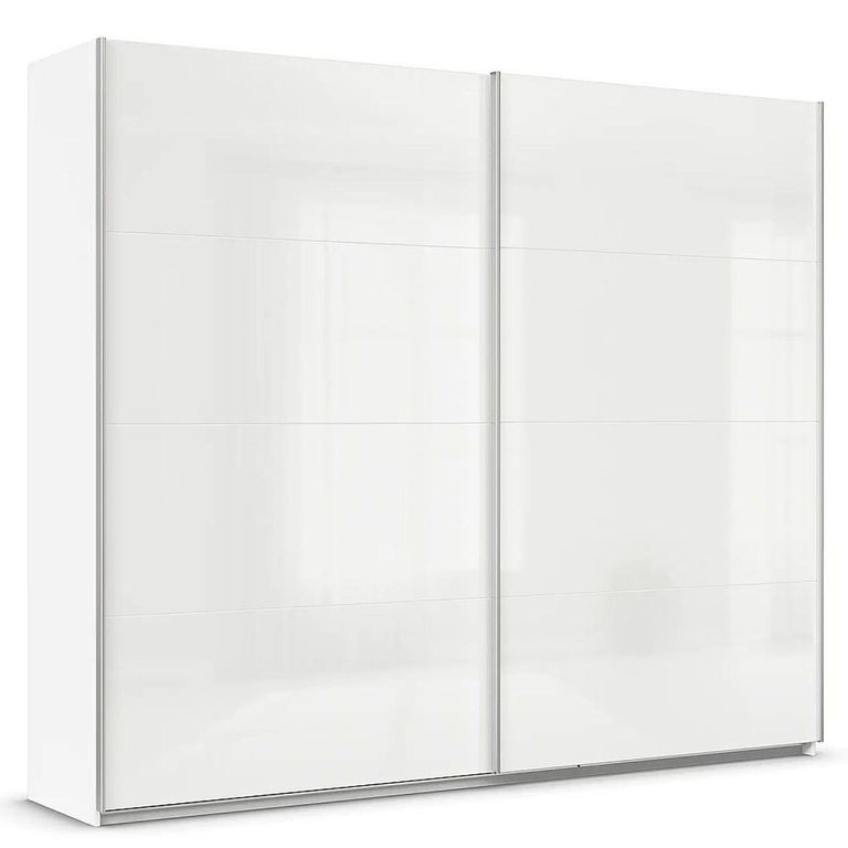 Quadra Sliding Wardrobe - 271cm - 2 Door - Alpine White & High Gloss White