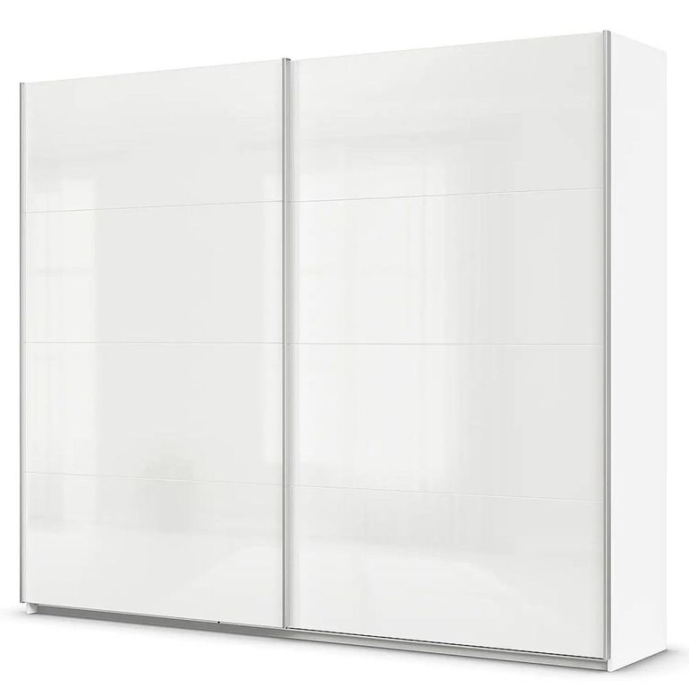 Quadra Sliding Wardrobe - 271cm - 2 Door - Alpine White & High Gloss White