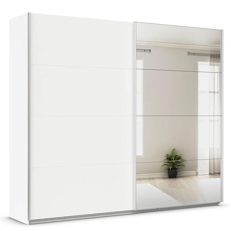 Quadra Sliding Wardrobe - 271cm - 2 Door - Mirror - Alpine White