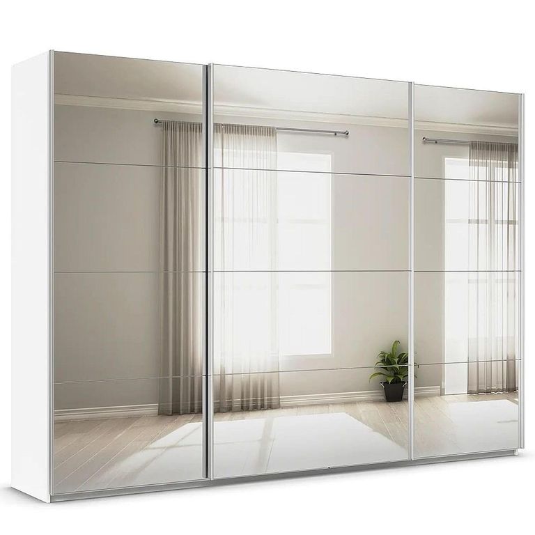 Rauch Quadra 315cm 3 Door Sliding Mirrored Wardrobe - Alpine White