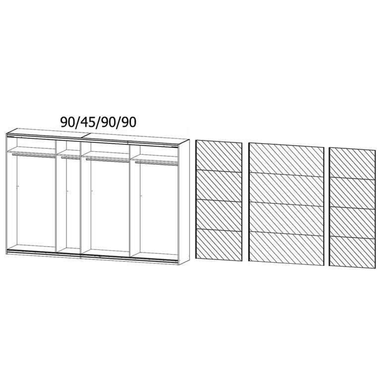 Rauch Quadra 315cm 3 Door Sliding Mirrored Wardrobe - Metallic Dark Grey