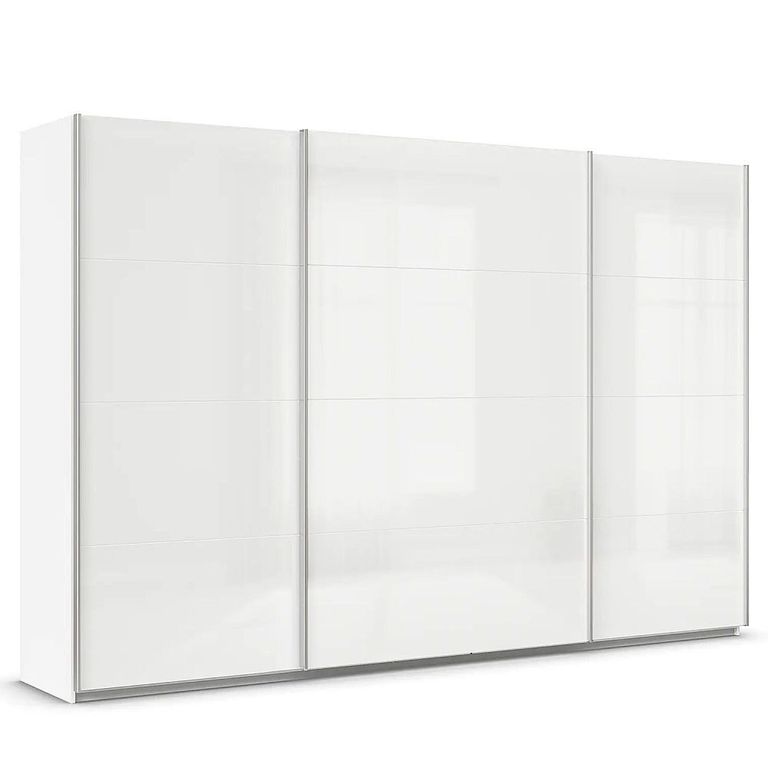 Quadra Sliding Wardrobe - 315cm - 3 Door - Alpine White & High Gloss White