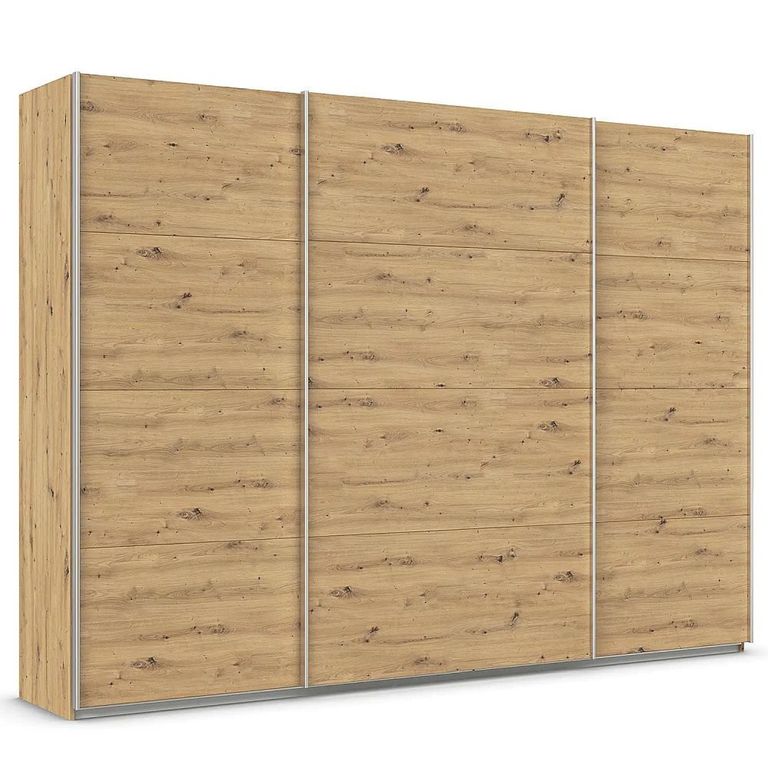 Quadra Sliding Wardrobe - 315cm - 3 Door - Artisan Oak