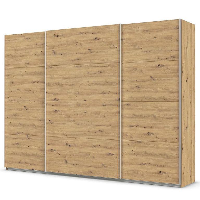 Quadra Sliding Wardrobe - 315cm - 3 Door - Artisan Oak