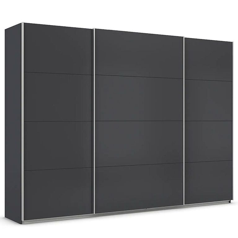 Quadra Sliding Wardrobe - 315cm - 3 Door - Metallic Dark Grey