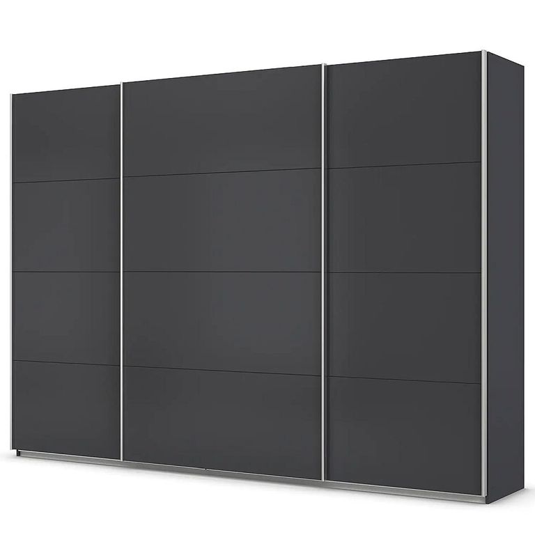 Quadra Sliding Wardrobe - 315cm - 3 Door - Metallic Dark Grey