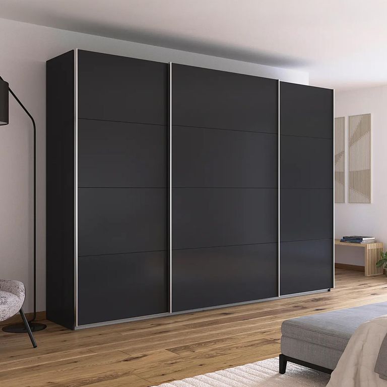 Quadra Sliding Wardrobe - 315cm - 3 Door - Metallic Dark Grey