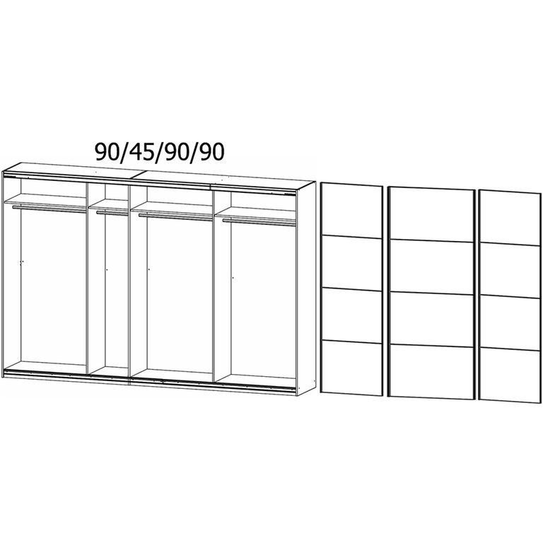 Quadra Sliding Wardrobe - 315cm - 3 Door - Silk Grey