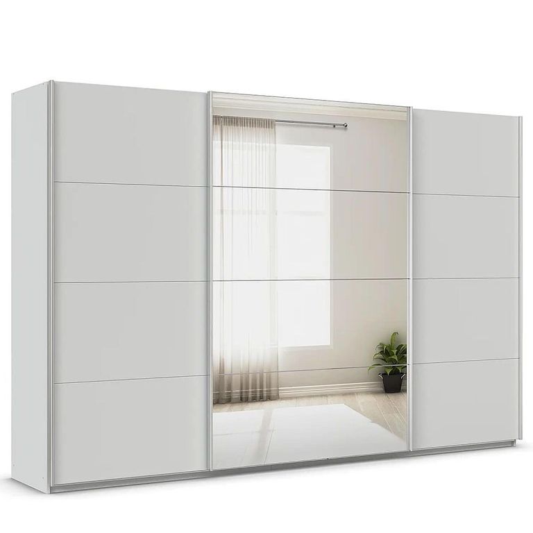 Quadra Sliding Wardrobe - 315cm - 3 Door - Mirror - Silk Grey