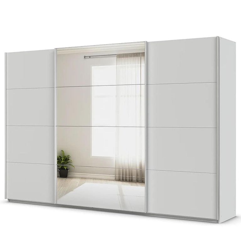 Quadra Sliding Wardrobe - 315cm - 3 Door - Mirror - Silk Grey