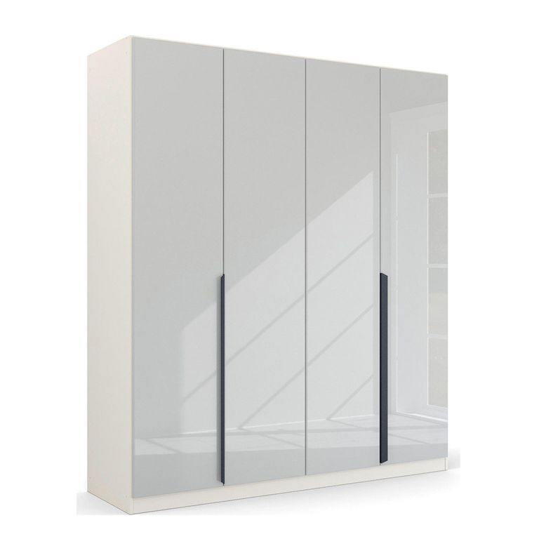 Rauch Quadra Spin 181cm 4 Door Wardrobe - Alpine White and Crystal White Glass