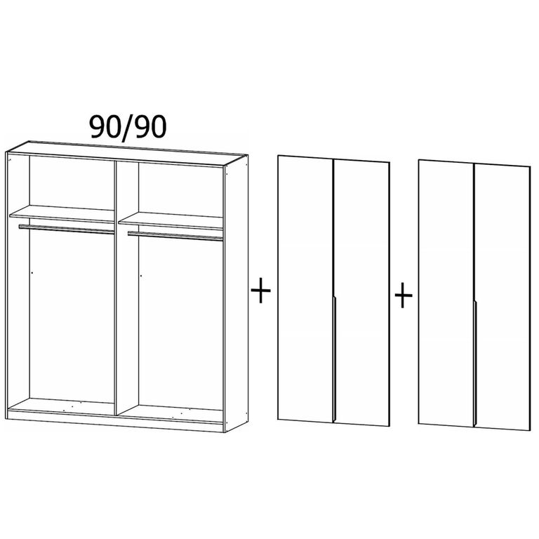 Rauch Quadra Spin 181cm 4 Door Wardrobe - Alpine White and Crystal White Glass