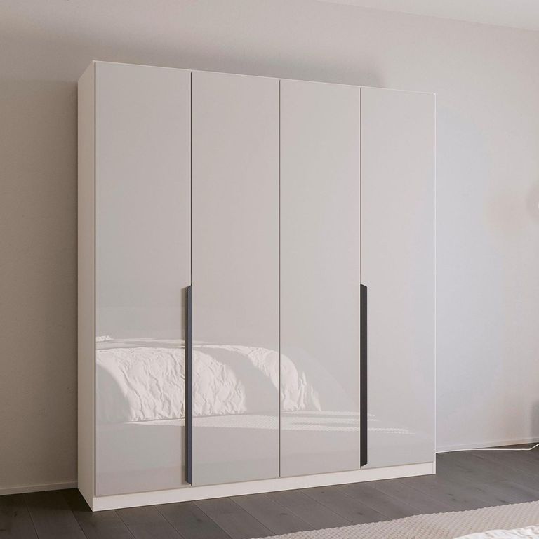 Rauch Quadra Spin 181cm 4 Door Wardrobe - Alpine White and Crystal White Glass