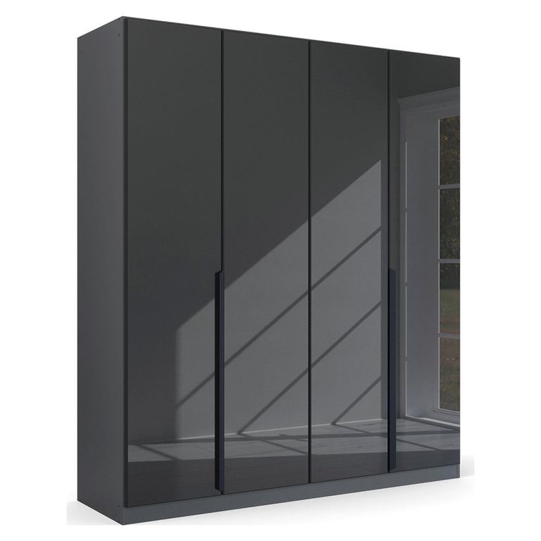 Rauch Quadra Spin 181cm 4 Door Wardrobe - Metallic Dark Grey and Basalt Glass