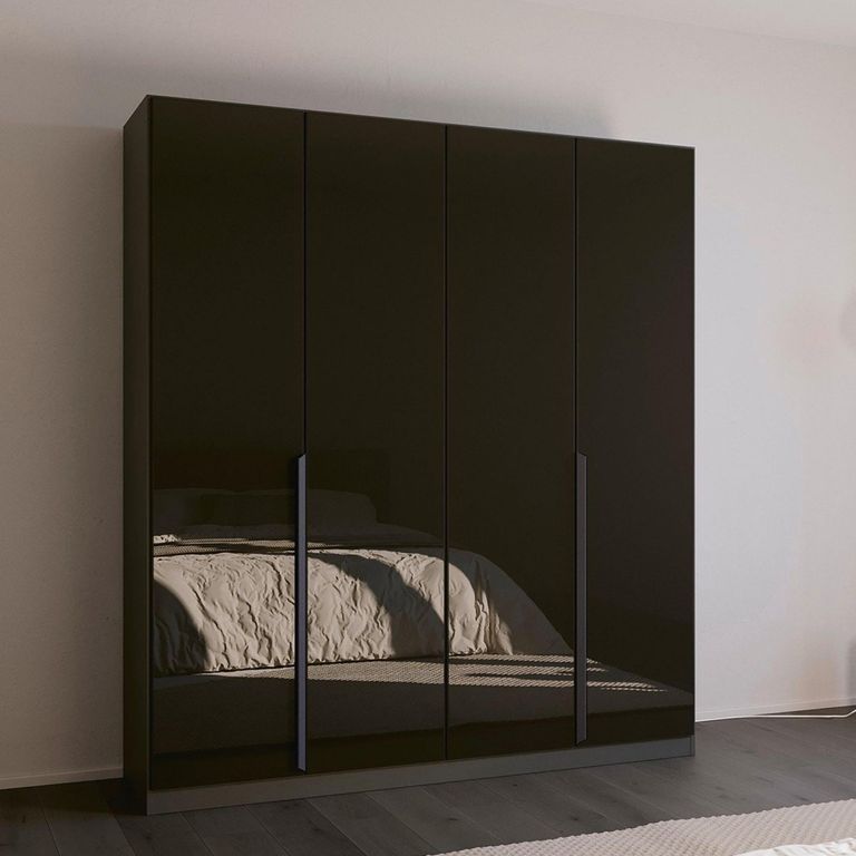 Rauch Quadra Spin 181cm 4 Door Wardrobe - Metallic Dark Grey and Basalt Glass