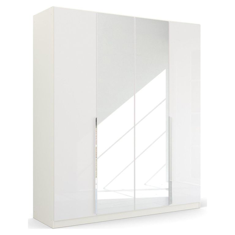 Rauch Quadra Spin 181cm 4 Door Wardrobe with Mirror - Alpine White and High Gloss White