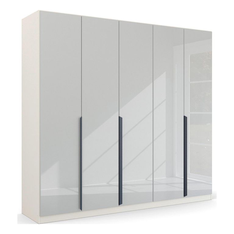 Rauch Quadra Spin 226cm 5 Door Wardrobe - Alpine White and Crystal White Glass