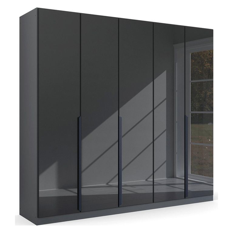 Rauch Quadra Spin 226cm 5 Door Wardrobe - Metallic Dark Grey and Basalt Glass