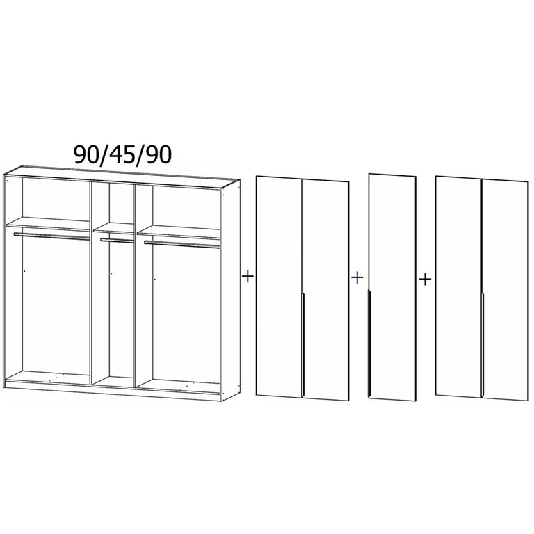 Rauch Quadra Spin 226cm 5 Door Wardrobe - Metallic Dark Grey and Basalt Glass