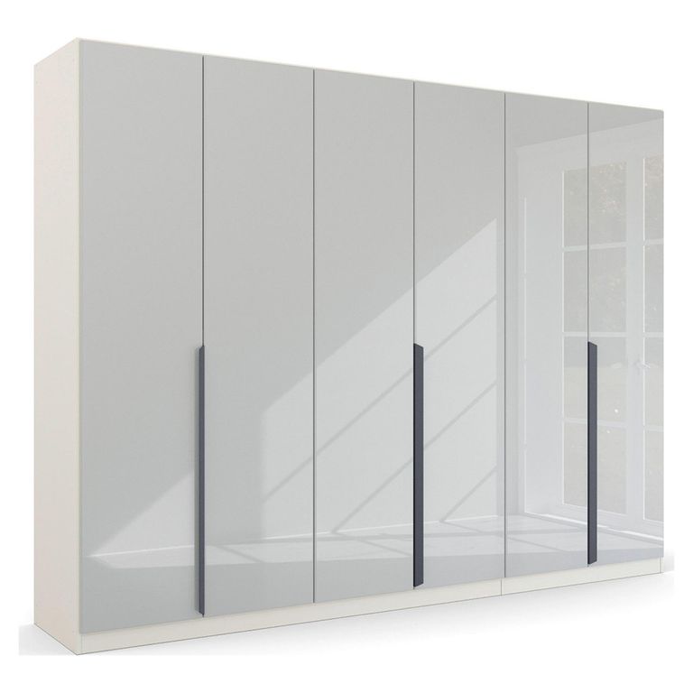 Rauch Quadra Spin 271cm 6 Door Wardrobe - Alpine White and Crystal White Glass