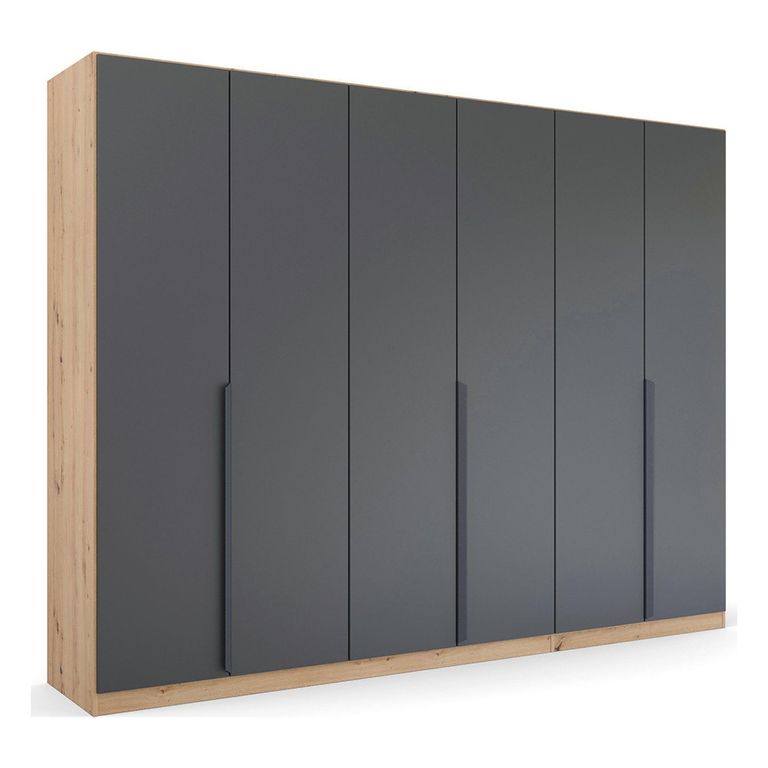 Rauch Quadra Spin 271cm 6 Door Wardrobe - Artisan Oak and Metallic Dark Grey