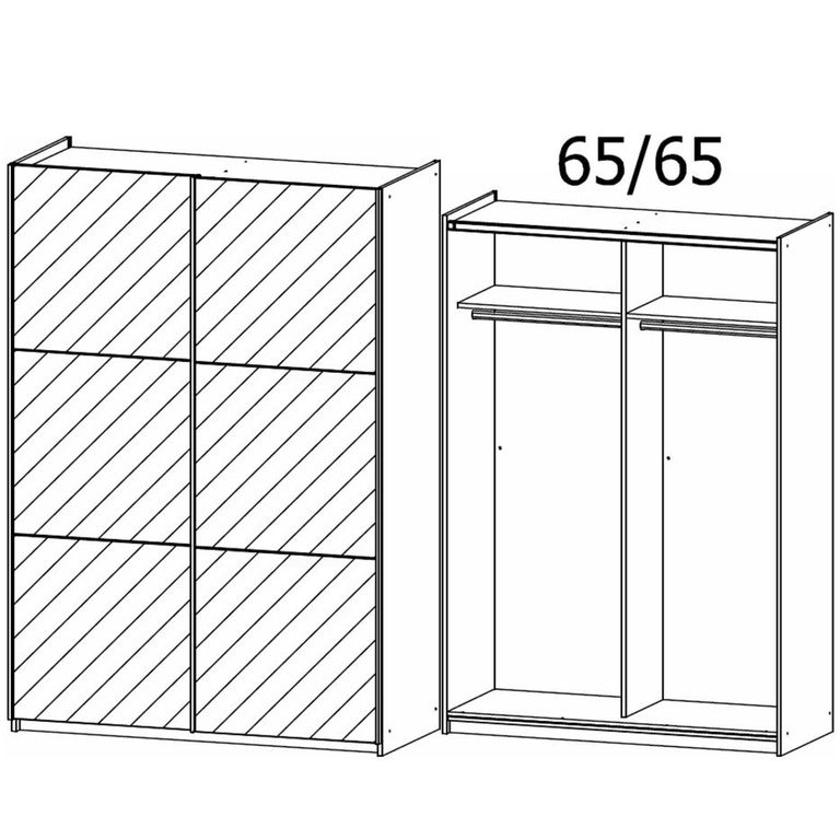 Rauch Reflect 131cm 2 Door Mirrored Sliding Wardrobe - Alpine White