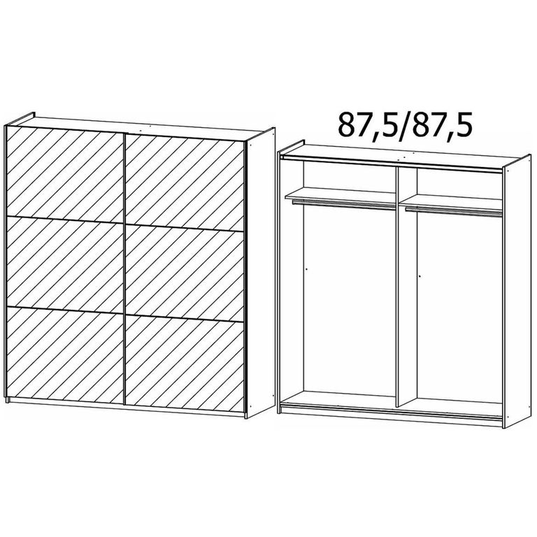 Rauch Reflect 175cm 2 Door Mirrored Sliding Wardrobe - Artisan Oak