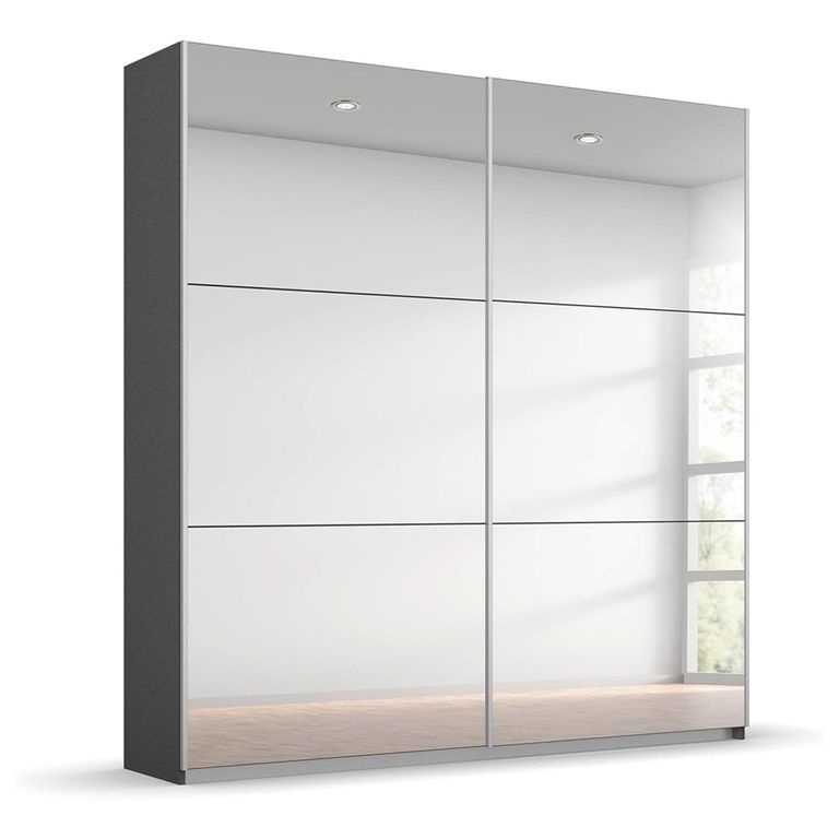 Rauch Reflect 175cm 2 Door Mirrored Sliding Wardrobe - Metallic Dark Grey