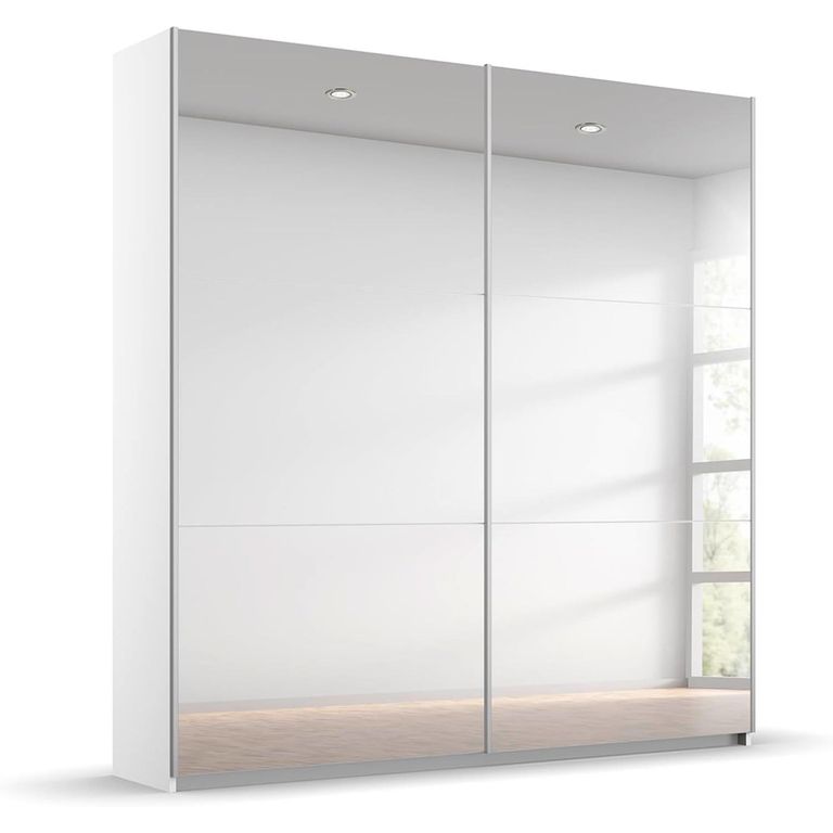 Rauch Reflect 175cm 2 Door Mirrored Sliding Wardrobe with Interior Division - Alpine White