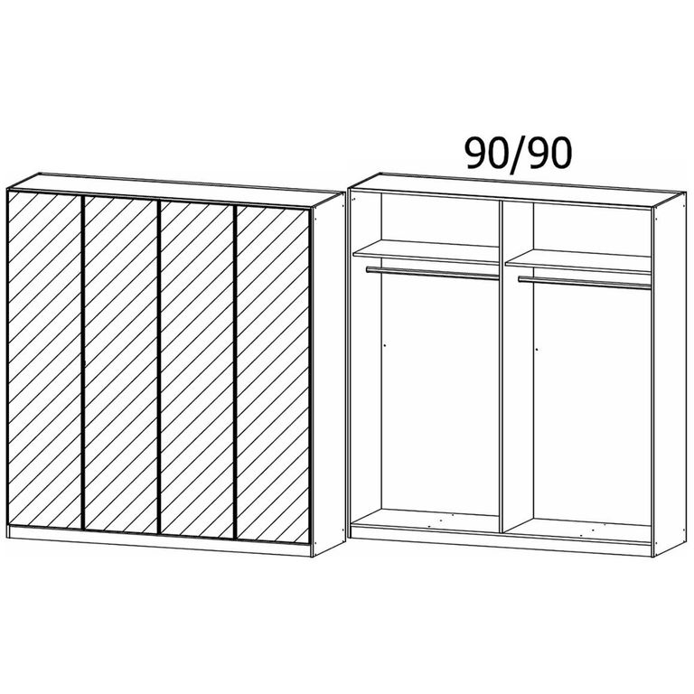 Rauch Reflect 181cm 4 Door Mirrored Wardrobe - Alpine White