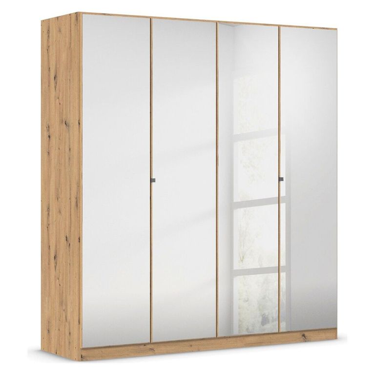 Rauch Reflect 181cm 4 Door Mirrored Wardrobe with Interior Division - Artisan Oak