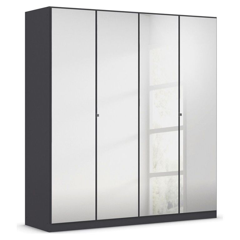 Rauch Reflect 181cm 4 Door Mirrored Wardrobe with Interior Division - Metallic Dark Grey