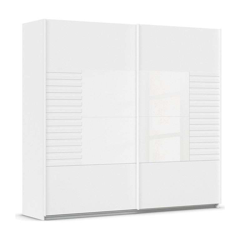Rauch Ruga 226cm 2 Door Sliding Wardrobe - Alpine White and White Glass
