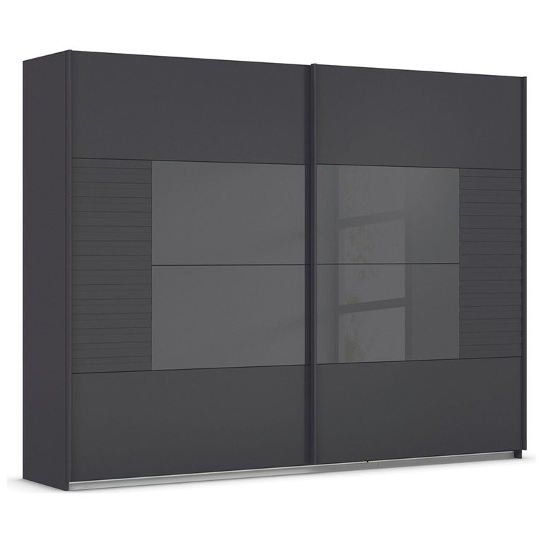 Rauch Ruga 271cm 2 Door Sliding Wardrobe - Metallic Dark Grey and Basalt Glass