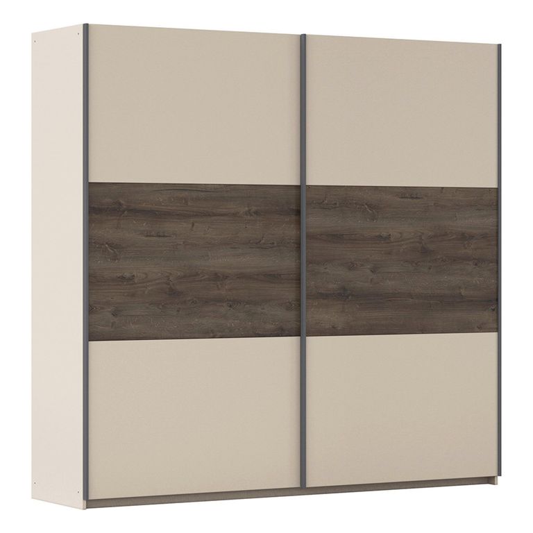 Rauch Sajo 218cm 2 Door Sliding Wardrobe - Champagne and Atlantic Dark Oak